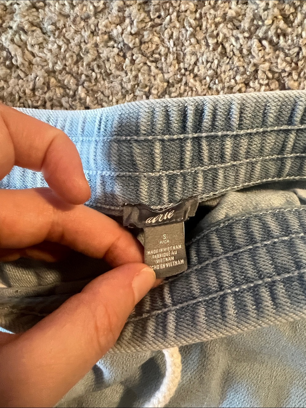 Aerie Light Blue Frayed Hem Women's Casual Shorts - Picture 3 of 3